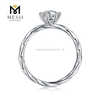Anillo de plata de ley 925 con diamante moissanite de 2 quilates para boda