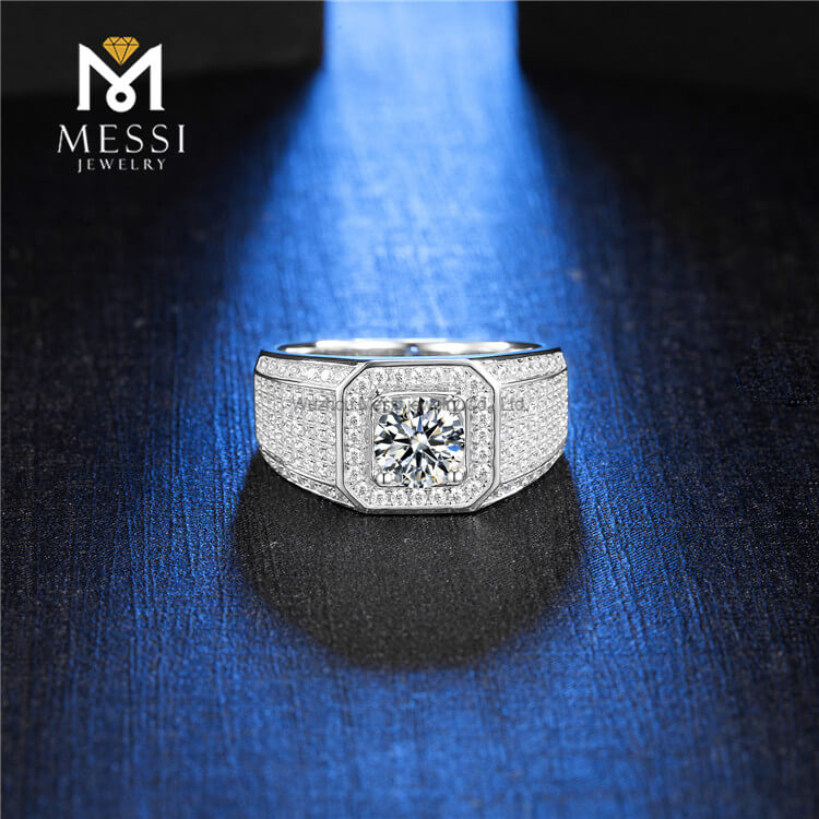 Nueva calidad 925 anillo de joyería de plata Moissanite hombres anillos