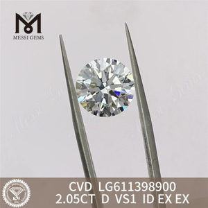 Diamante de 2 quilates hecho en laboratorio D VS1 ID Brilliance para diseñadores 丨Messigems CVD LG611398900