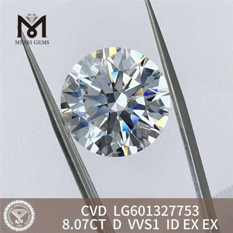 8.07CT D VVS1 ID EX EX Diamantes CVD de alta calidad directamente de nuestro laboratorio LG601327753 丨Messigems