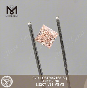 1.52CT SQ FANCY PINK VS1 CVD Diamante cultivado suelto LG647442168 