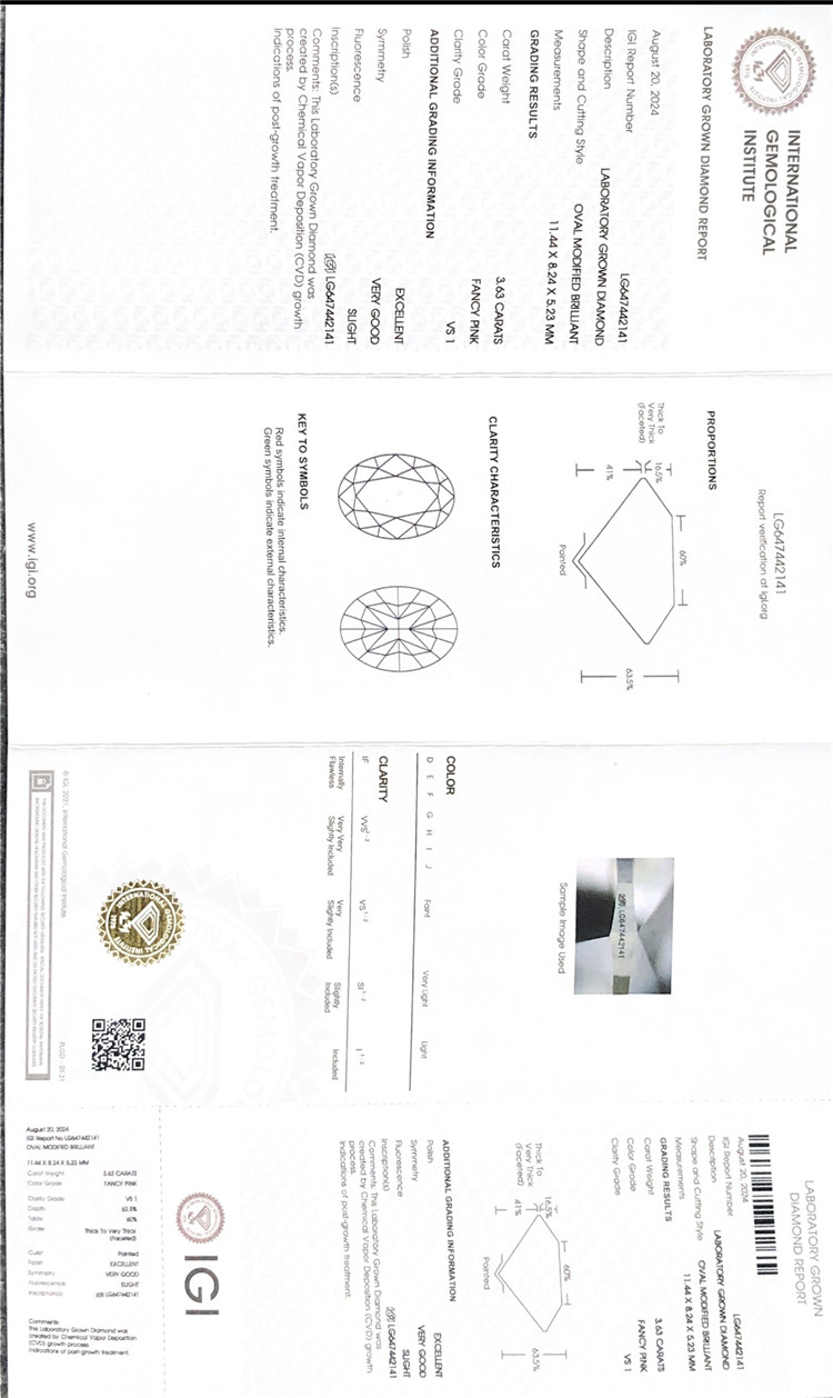igi 3.6ct diamantes fabricados sueltos