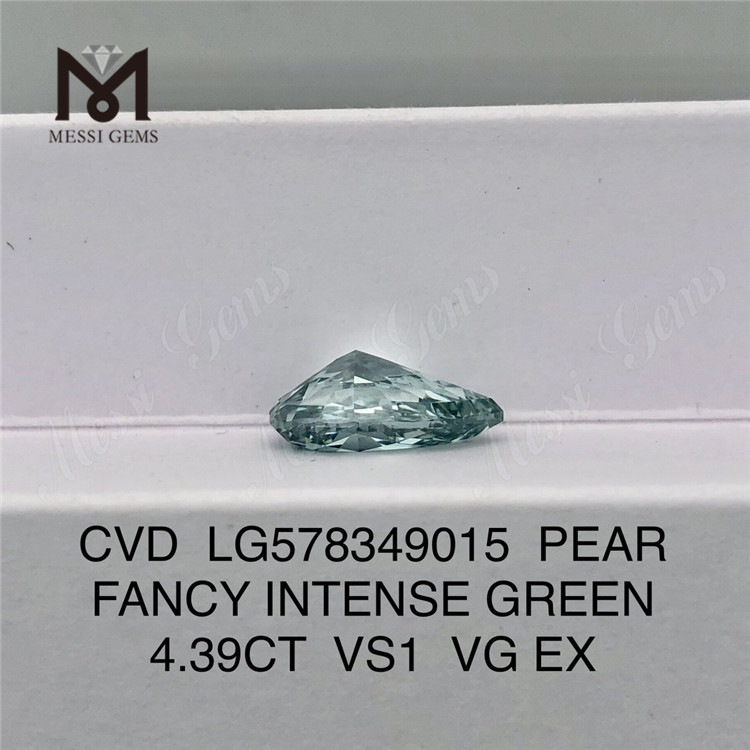 4.39CT PERA FANCY VERDE INTENSO VS1 VG EX CVD Diamante Verde LG578349015