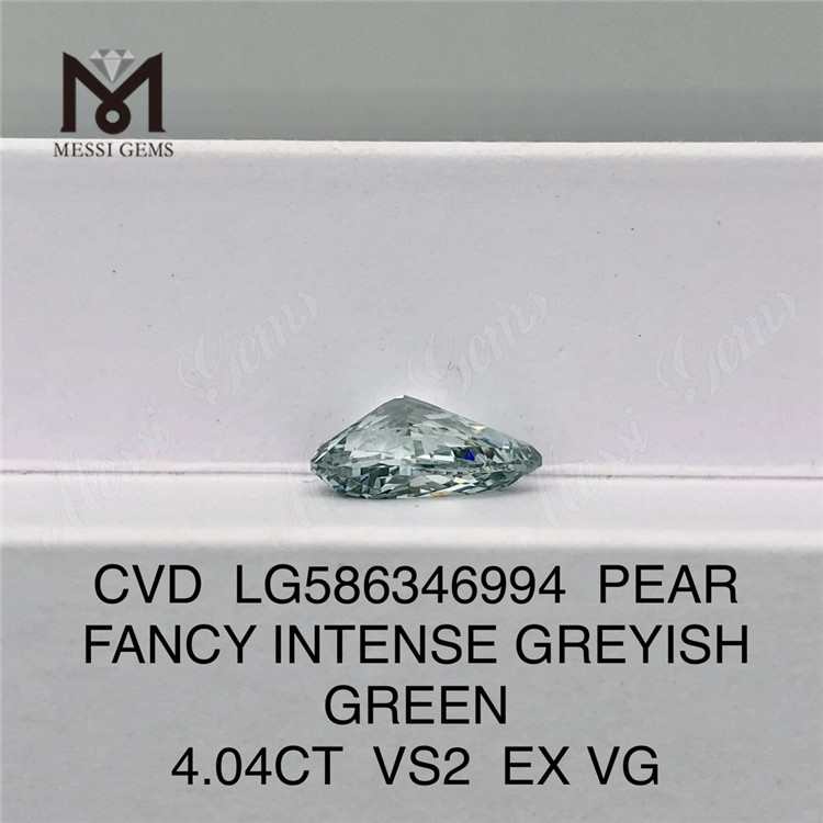 Diamantes cultivados en laboratorio verde elegante de 4 ct PERA LUJOSO VERDE GRISICO INTENSO VS2 EX VG CVD LG586346994