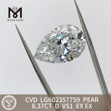 8.37CT D VS1 PEAR Diamante cvd cultivado en laboratorio de 8ct Ético y asequible LG602357759丨Messigems