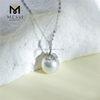Collar de perlas blancas de agua de mar de plata S925 elegante de 10-12 mm
