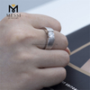 Anillos de dedo de anillo de diamantes cultivados en laboratorio redondos de oro blanco de 18 quilates para hombres