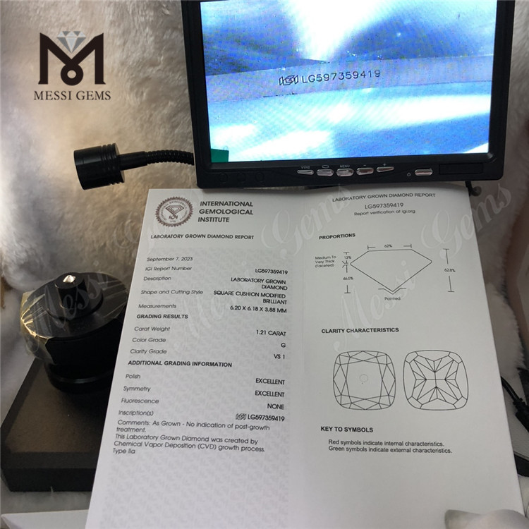 1.21CT G VS1 cu diamante cultivado en laboratorio precio por quilate Conciencia ambiental 丨Messigems LG597359419 