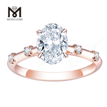 anillo de oro rosa de boda personalizado anillo ovalado de diamantes cultivados en laboratorio IGI