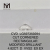 Diamante cultivado en laboratorio de 4,82 quilates D VVS2 Corte RECTANGULAR CVD LG597359294 丨Messigems