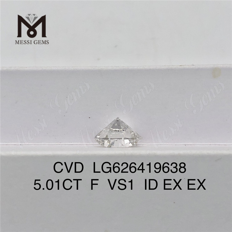 5.01CT F VS1 ID EX EX Diamantes redondos cultivados en laboratorio CVD LG626419638 丨Messigems