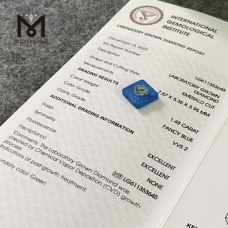 1.48CT VVS2 EM FANCY BLUE CVD diamante en línea LG611353645 丨Messigems 