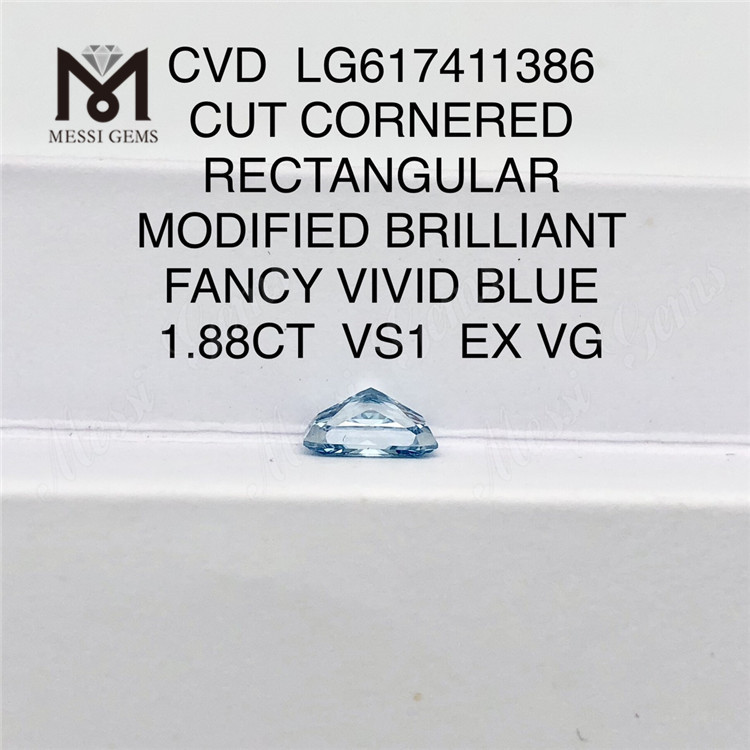 1.88CT VS1 EX VG CVD RECTANGULAR FANCY VIVID BLUE diamantes de fábrica LG617411386 丨Messigems