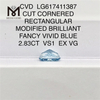 2.83CT VS1 EX VG RECTANGULAR FANCY VIVID BLUE CVD Diamante suelto creado en laboratorio LG617411387 丨Messigems