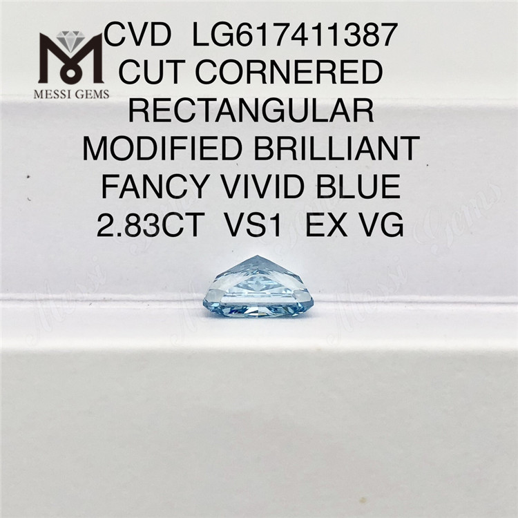 2.83CT VS1 EX VG RECTANGULAR FANCY VIVID BLUE CVD Diamante suelto creado en laboratorio LG617411387 丨Messigems
