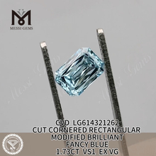 Diamantes simulados cultivados en laboratorio de 1,73 quilates VS1 RECTANGULAR AZUL CVD LG614321262 丨Messigems
