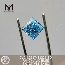 3.07CT VS1 SQ FANCY VIVID BLUE costo de diamante de laboratorio Certificado IGI Sparkle sustentable 丨Messigems CVD LG617411229 