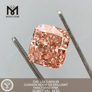 Diamante cultivado en laboratorio de 10,66 ct vs1 Cojín rosa intenso elegante Diamante CVD brillante modificado 丨Messigems LG631409149