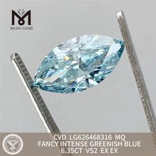 6.35CT FANCY INTENSE VERDOSO Azul diamantes cultivados MQ CVD LG626468316丨Messigems