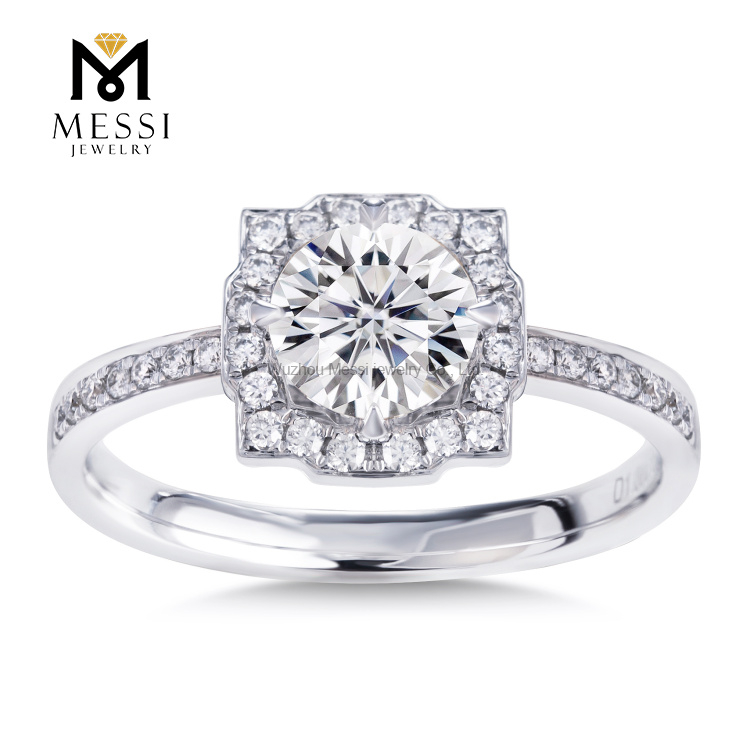 Moissanite Anillo de bodas 14k oro blanco 1ct anillo de bodas de oro