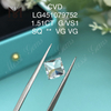 1,51 quilates G VS1 HPHT PRINCESS CVD diamantes cultivados en laboratorio