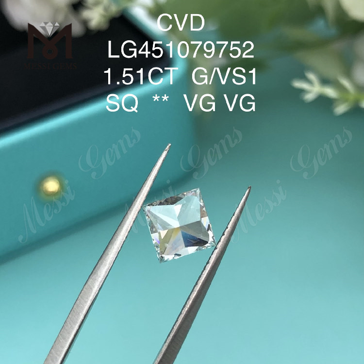 1,51 quilates G VS1 HPHT PRINCESS CVD diamantes cultivados en laboratorio