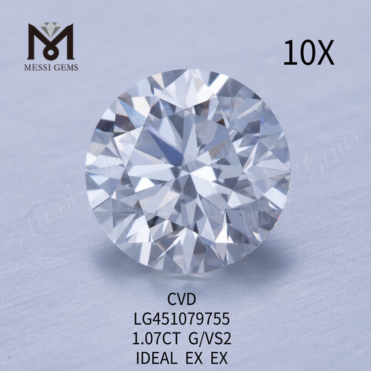 1,07 quilates CVD G VS2 IDEAL Diamantes redondos brillantes elaborados en laboratorio