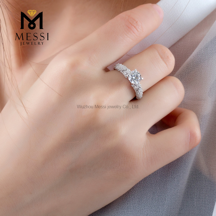 1 quilate oro blanco 14K 18K último anillo de oro moissanite de boda para mujer