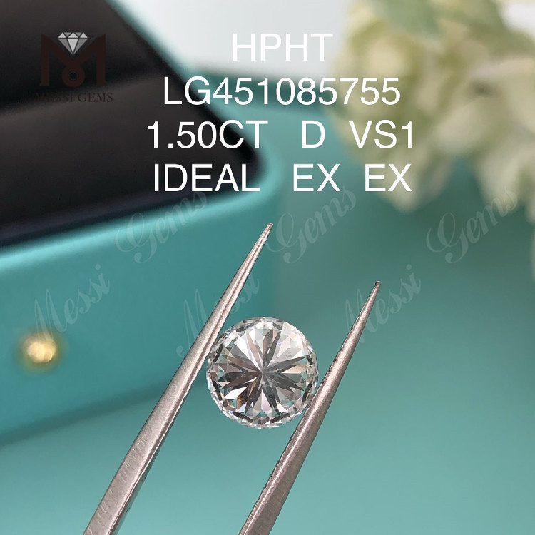Diamante cultivado en laboratorio D VS1 RD de 1,50 ct Corte IDEAL