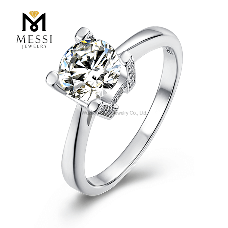 Venta al por mayor de anillos chapados en oro de 14k y 18k, anillo de plata de ley 925, anillo de moissanita de 1 quilate