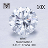 0.81CT D blanco redondo VVS2 3EX diamante cultivado en laboratorio
