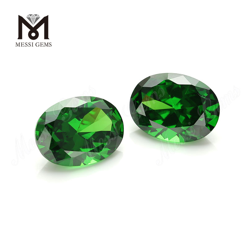 Piedras de zirconia cúbica cz verde esmeralda de forma ovalada al por mayor de 13x18mm
