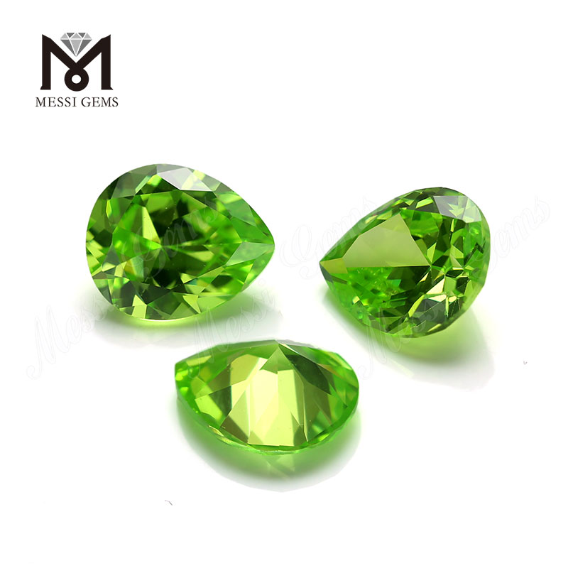 Precio de fábrica pera 10x12 mm Piedra preciosa de circonita cúbica verde manzana