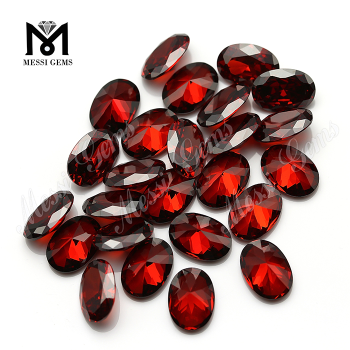 Venta al por mayor Granate cortado a máquina 13 x 18 mm Piedra de circonita cúbica ovalada