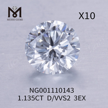 D 1,135 ct diamantes redondos de laboratorio VVS2 talla EX