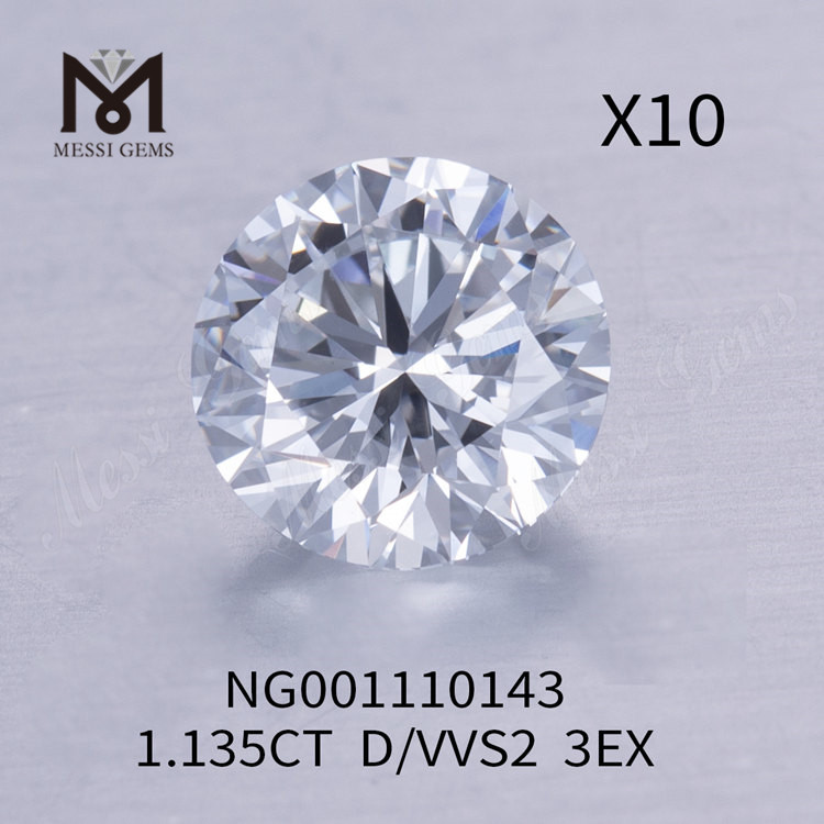 D 1,135 ct diamantes redondos de laboratorio VVS2 talla EX