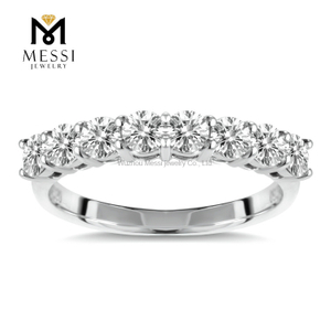 Anillo de media eternidad 14K 18K Oro blanco Joyería anillos de moissanite de boda