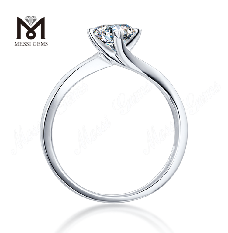 Messi Jewelry minimalista 1 quilate moissanite diamante boda 925 anillos de plata esterlina