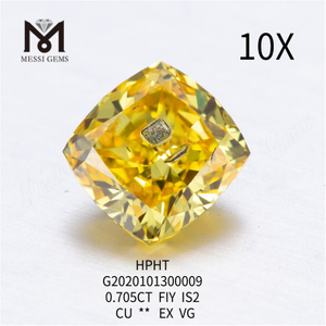 0.705ct FIY diamantes creados por el hombre corte cojín SI2