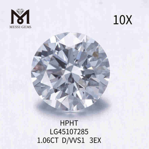 Diamante blanco suelto D/VVS1 RD de 1,06 ct 3EX