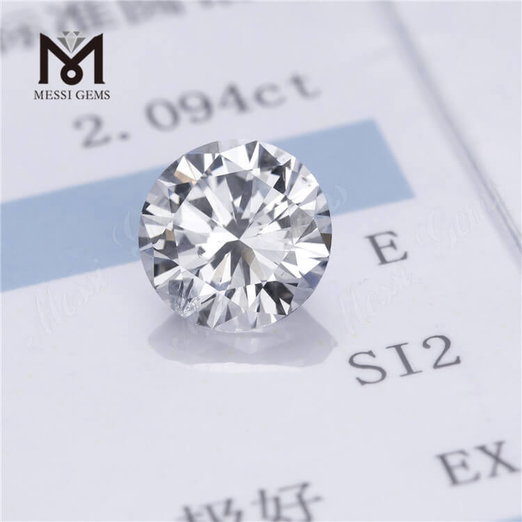 Certificado HPHT CVD NGIC de corte redondo de diamantes cultivados en laboratorio de 2.09ct E SI2