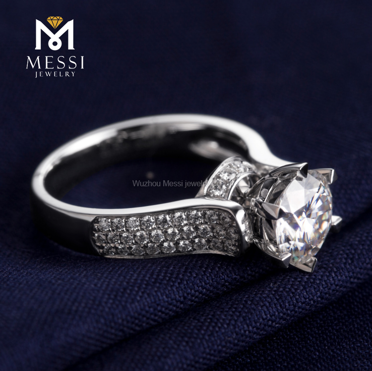 Anillos de diamantes Moissanite, conjunto de seis garras, anillo de joyería de oro blanco de 18 quilates para hombres y mujeres, compromiso, boda