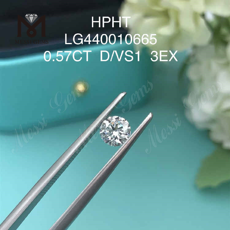 Diamante redondo cultivado en laboratorio de 0,57 quilates, diamantes sintéticos sueltos 3EX a la venta
