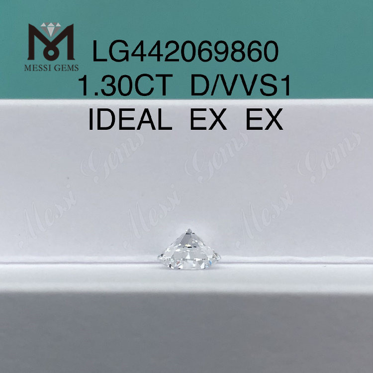 Diamante cultivado de 1,30 quilates D VVS1lab Diamantes sintéticos sueltos redondos IDEALES