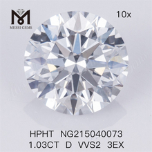1.03CT RD HPHT D VVS2 3EX Piedra de diamante cultivada en laboratorio
