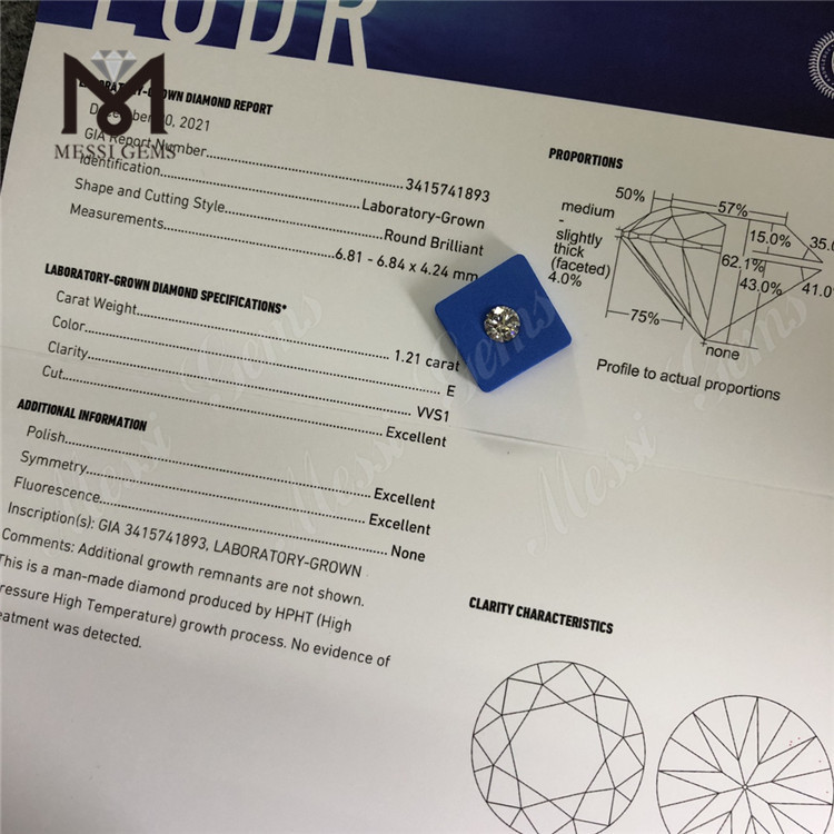 1.21ct VVS laboratorio diamante precio de fábrica E 3EX cvd diamante a la venta