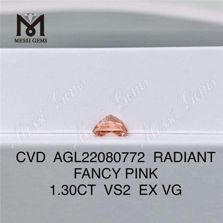Diamante CVD VS2 EX VG RADIANT FANCY PINK de 1,30 quilates 