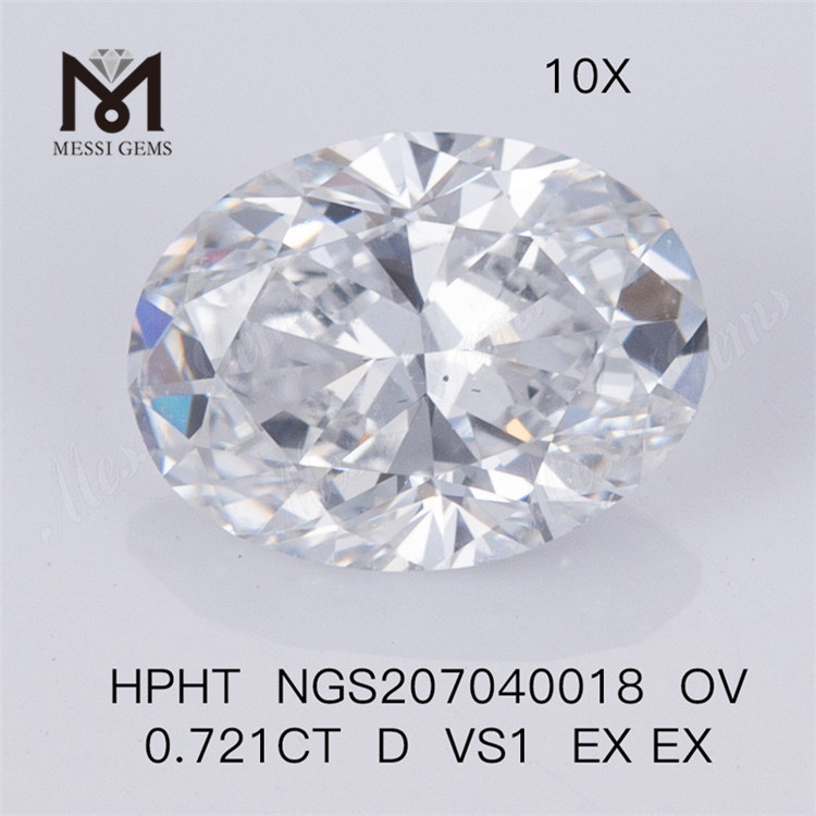 0.721CT CORTE OVALADO HPHT D VS1 EX EX Piedra de diamante de laboratorio