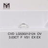 3.03ct F VS1 OVAL CVD Certificado IGI de diamante creado en laboratorio 