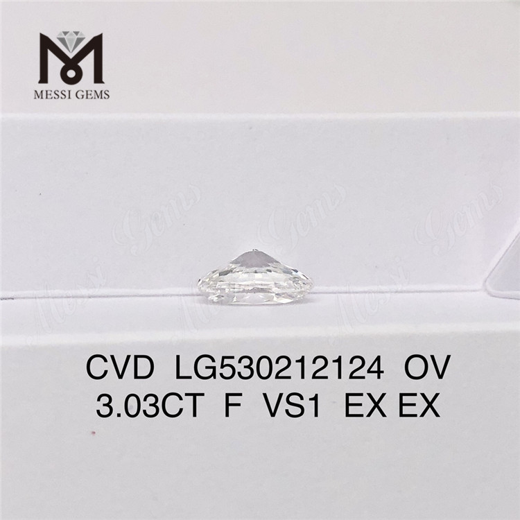 3.03ct F VS1 OVAL CVD Certificado IGI de diamante creado en laboratorio 
